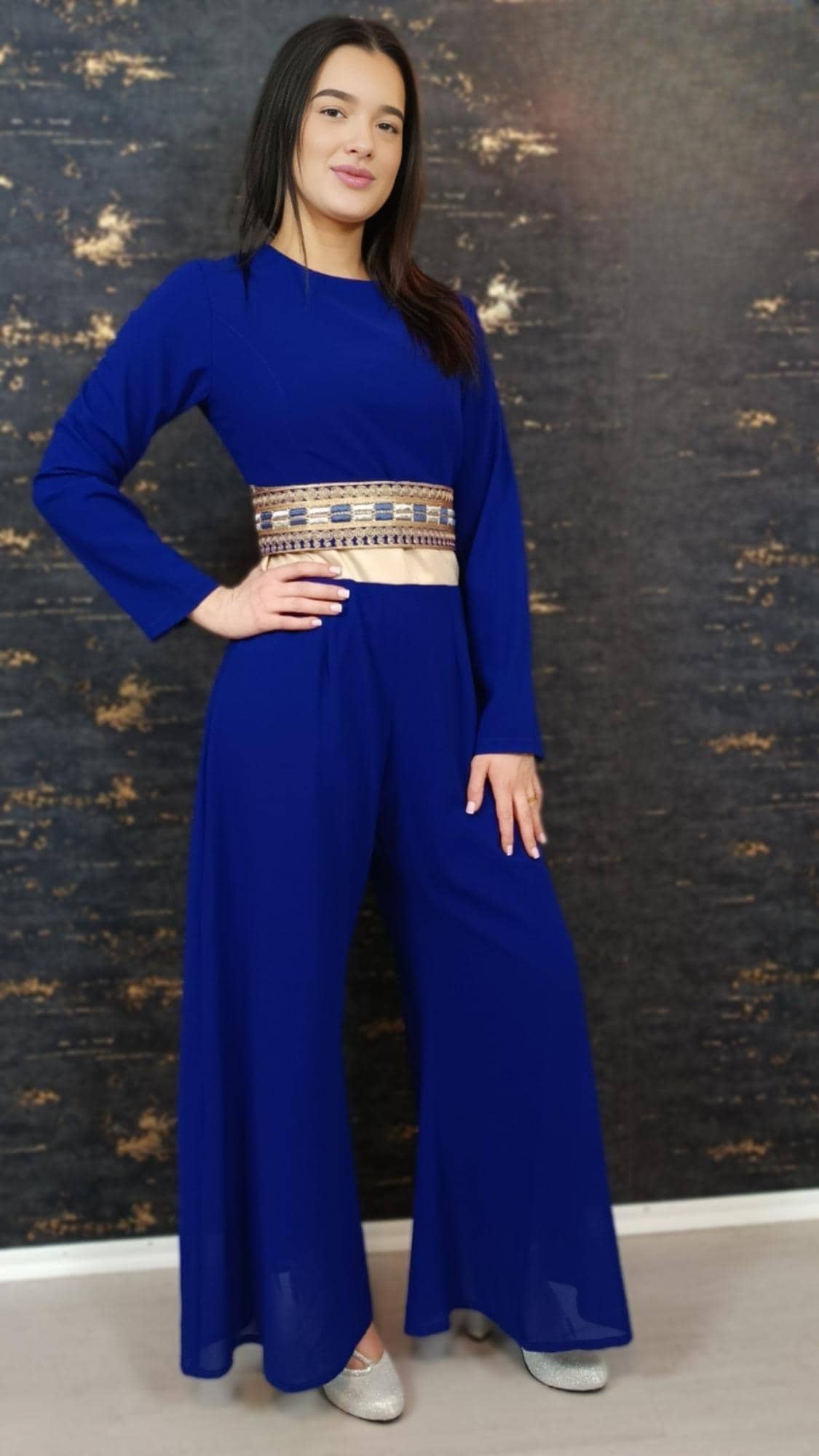 Königsblau Luxus Overall Damen | Dubai Kaftan | (O-S-B) | Kaftan Frauen | Takshita | Jumpsuit | Marokkanisches Outfit | Abaya | Kaftan Style