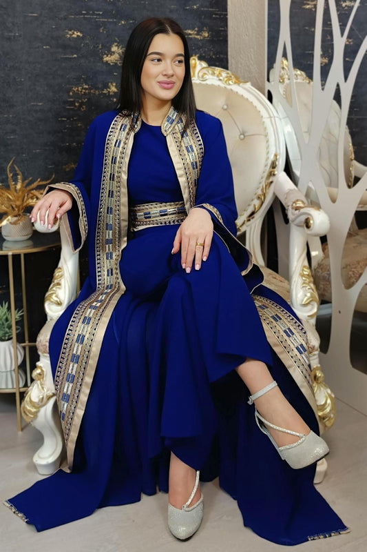 Königsblau Luxus Overall Damen | Dubai Kaftan | (O-S-B) | Kaftan Frauen | Takshita | Jumpsuit | Marokkanisches Outfit | Abaya | Kaftan Style