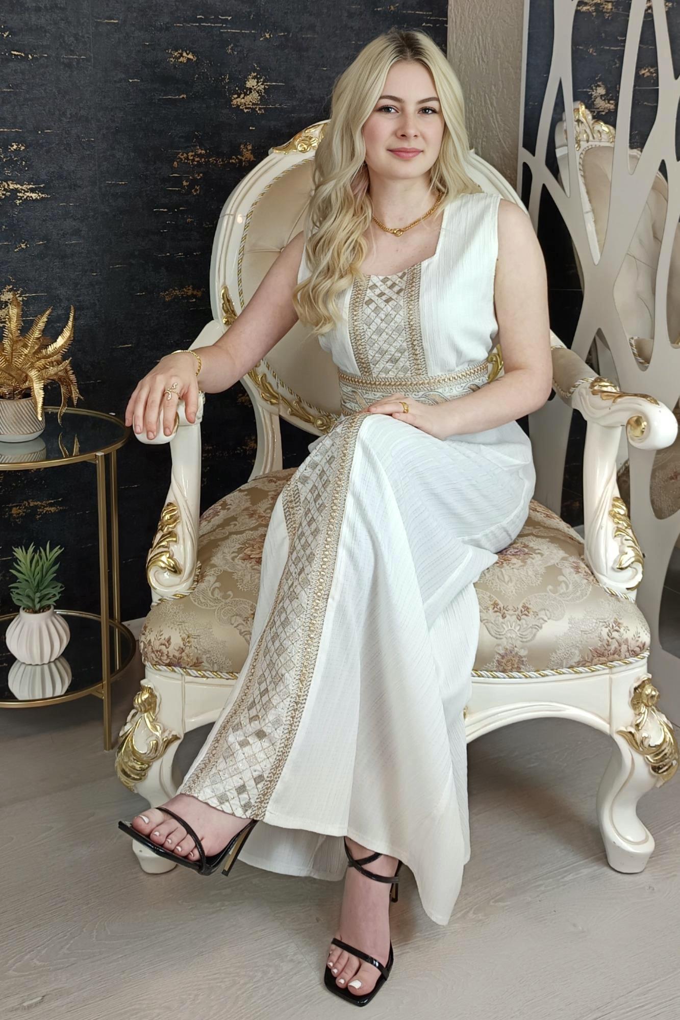 Bestickter Kaftan,Kaftan Frauen,Kaftan Weiß,(h),Abendkleid,Hochzeit,marokkanische kaftan/Arabisch Kaftan,Takshita,Henna Kleid,abaya