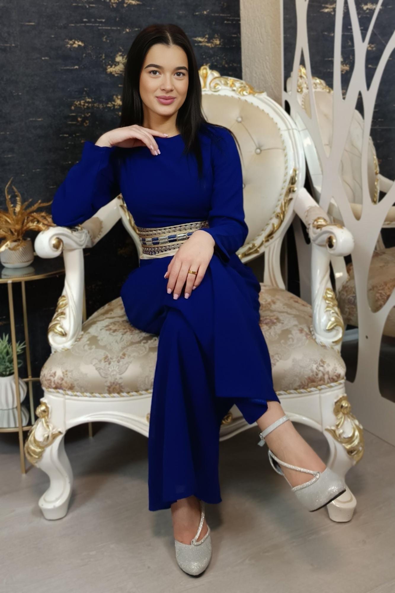 Königsblau Luxus Overall Damen | Dubai Kaftan | (O-S-B) | Kaftan Frauen | Takshita | Jumpsuit | Marokkanisches Outfit | Abaya | Kaftan Style