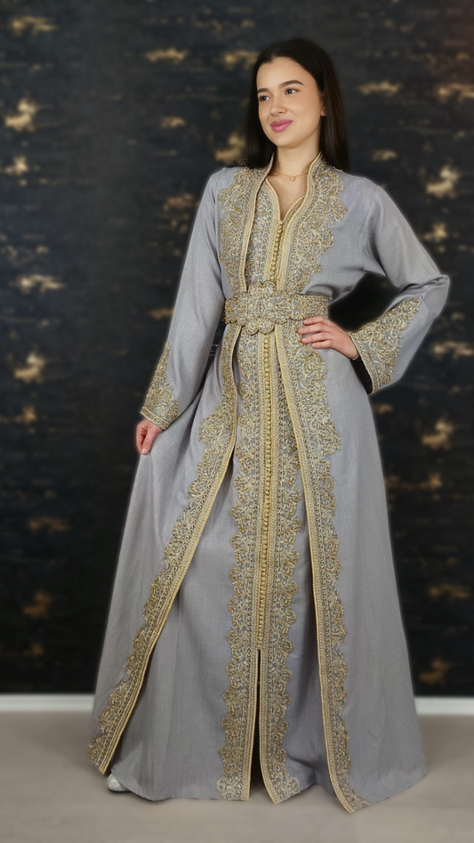 grau Kaftan | Frauen Kaftan | Abaya | Arabisches Kleid | marokkanische Takeshita