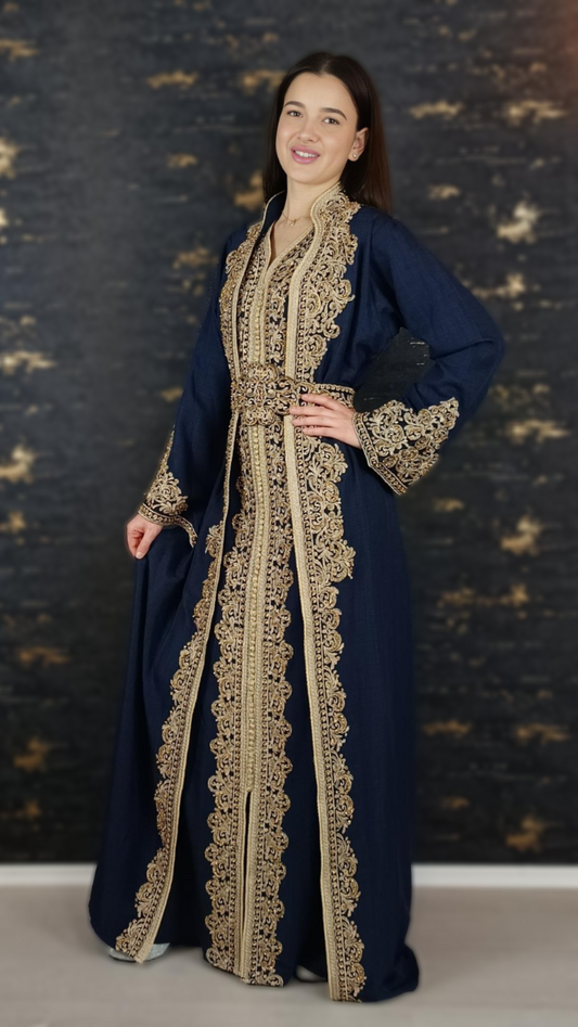 Dunkelblau Kaftan | Frauen Kaftan | abaya | Arabisches Kleid | marokkanische kaftan