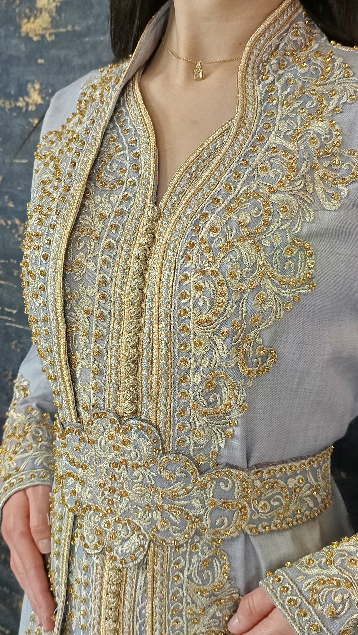 grau Kaftan | Frauen Kaftan | Abaya | Arabisches Kleid | marokkanische Takeshita