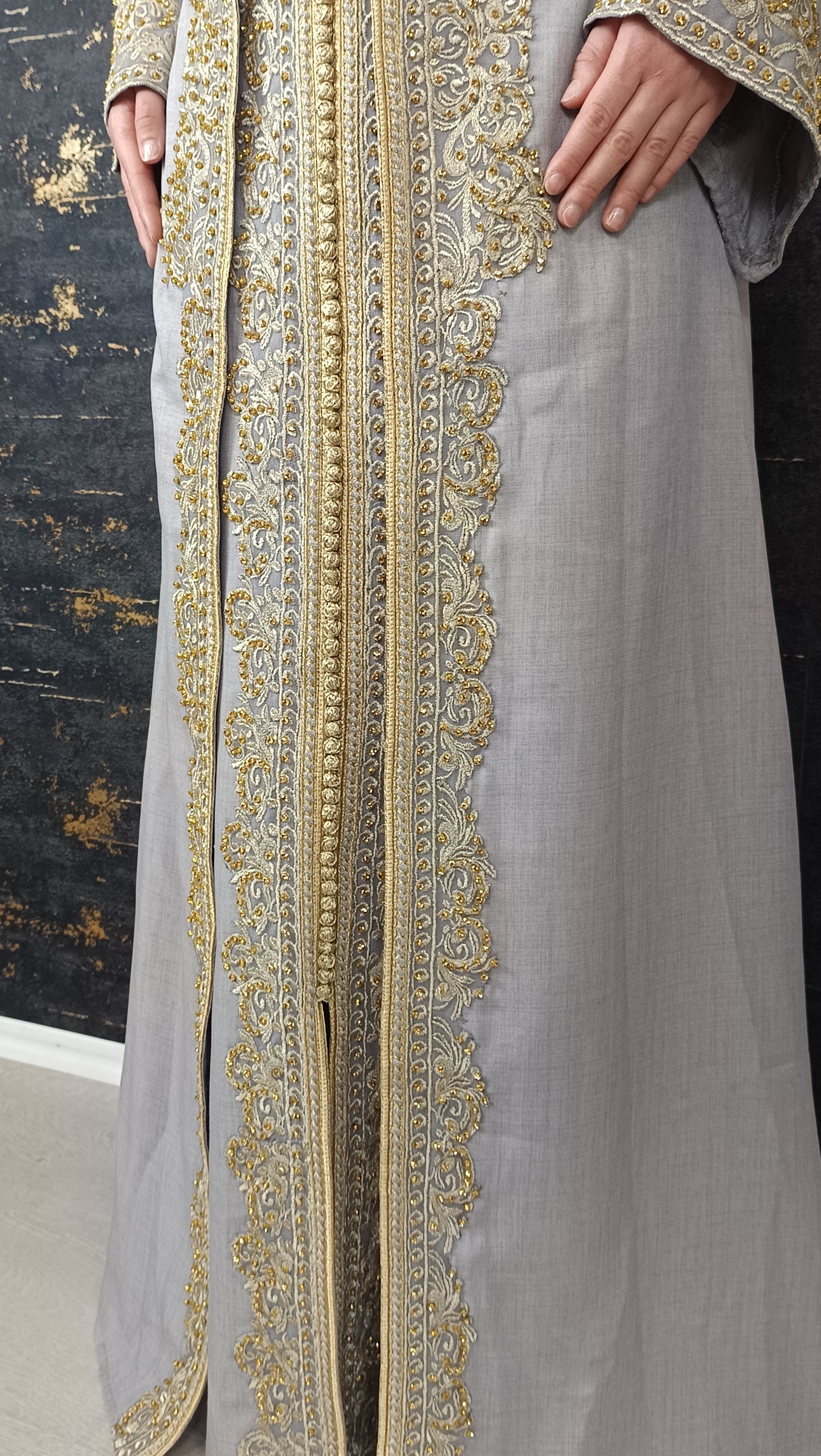 grau Kaftan | Frauen Kaftan | Abaya | Arabisches Kleid | marokkanische Takeshita