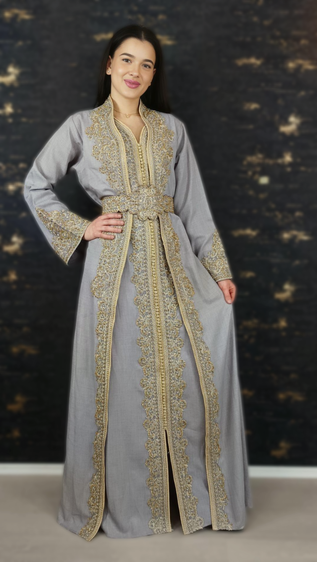 grau Kaftan | Frauen Kaftan | Abaya | Arabisches Kleid | marokkanische Takeshita