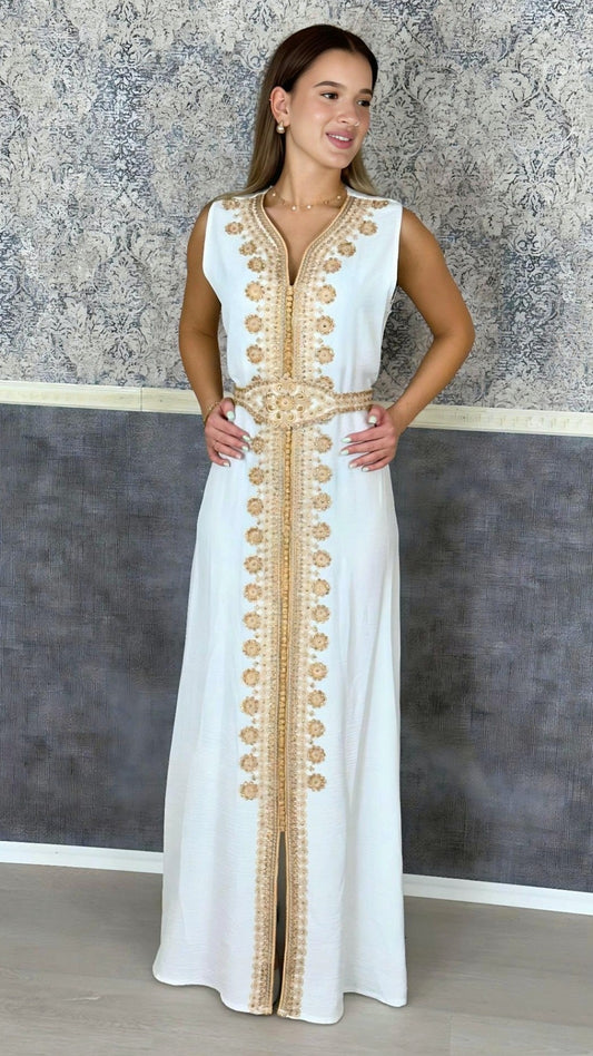 Bestickter Kaftan,Kaftan Damen,Takschita,Henna Kleid,Kaften Weiß