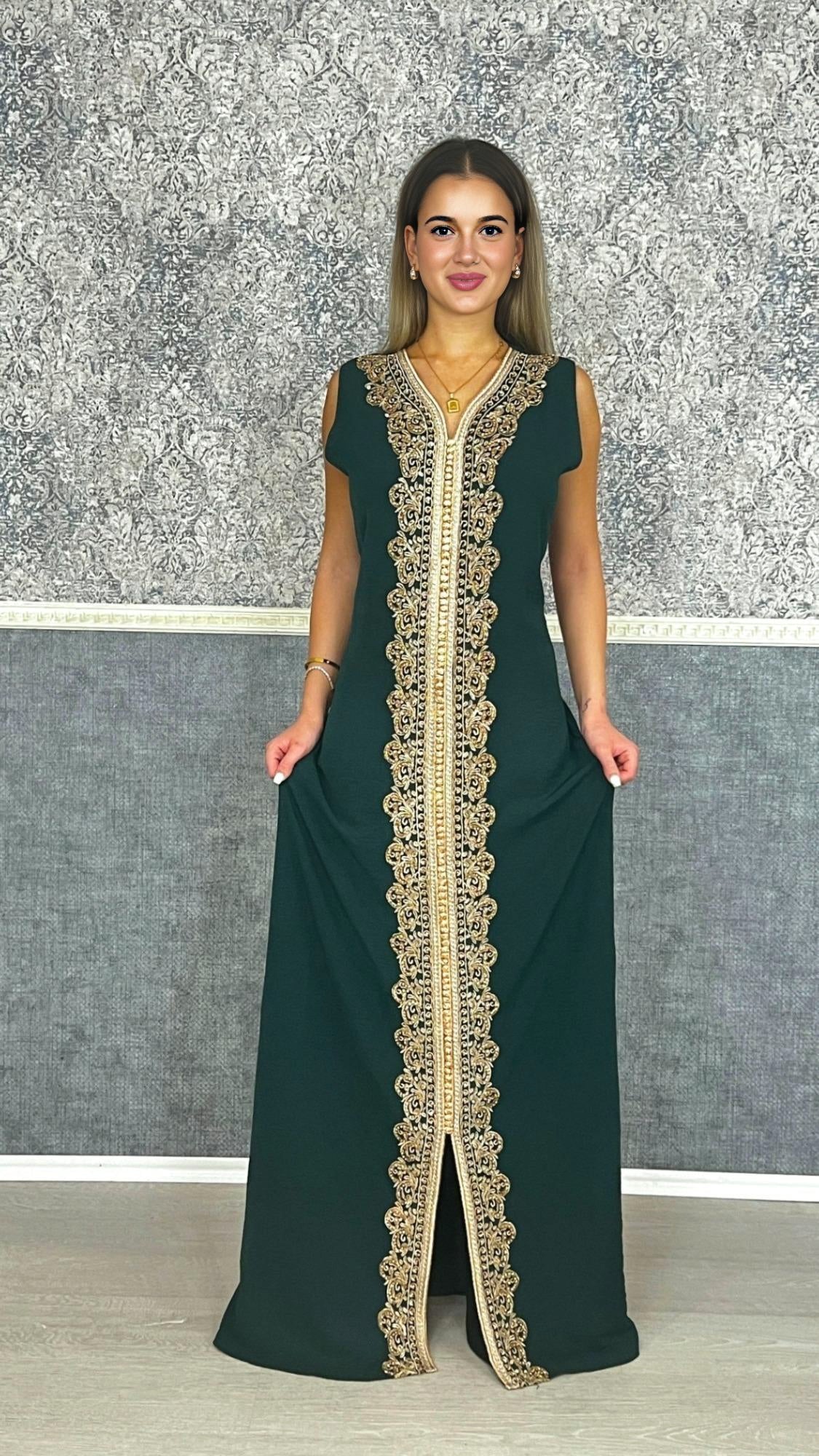 Kaftan Frauen | Kaftan Dunkelgrün | Takeshita | marokkanische kaftan | Henna Kleid