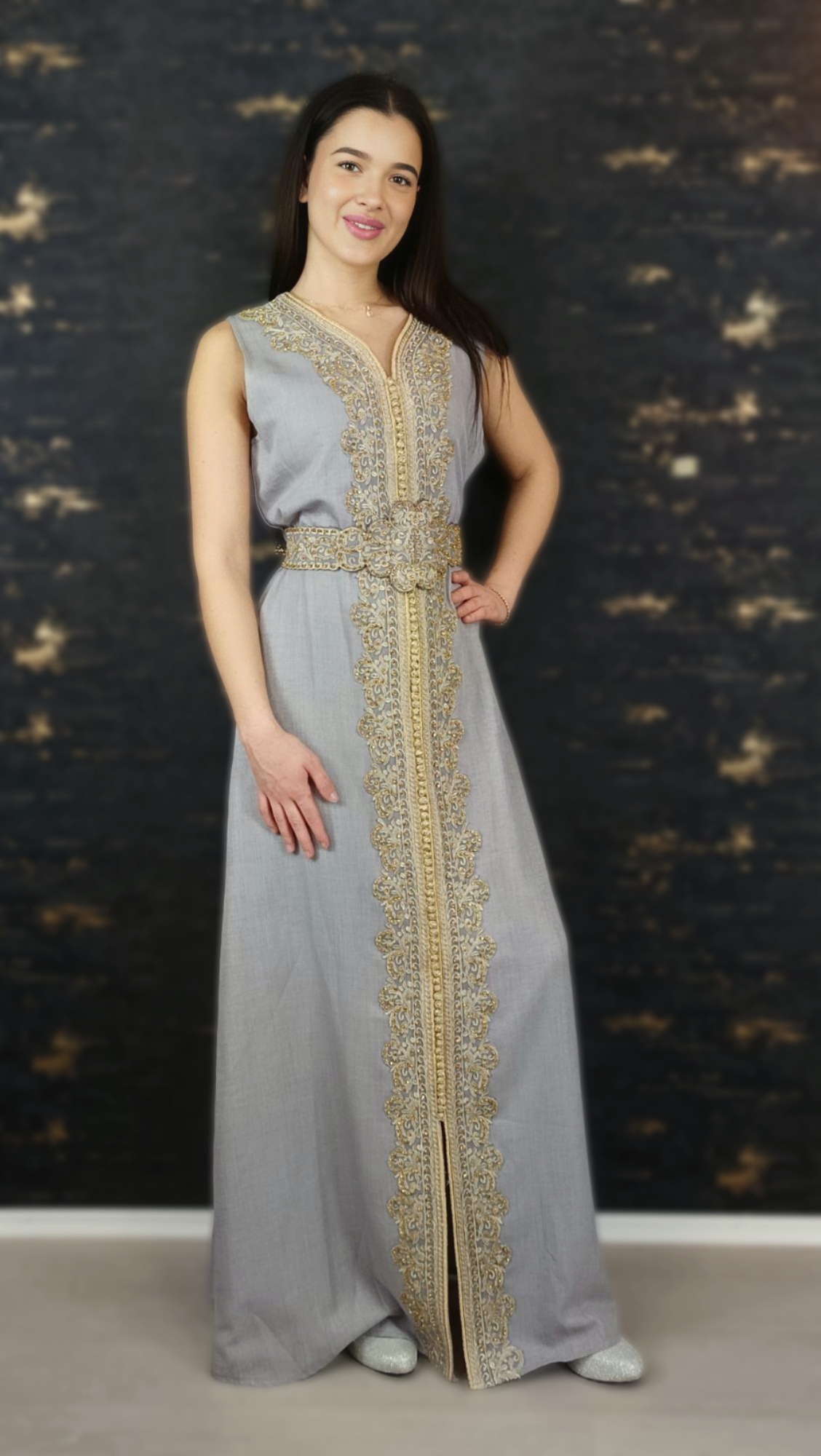 grau Kaftan | Frauen Kaftan | Abaya | Arabisches Kleid | marokkanische Takeshita