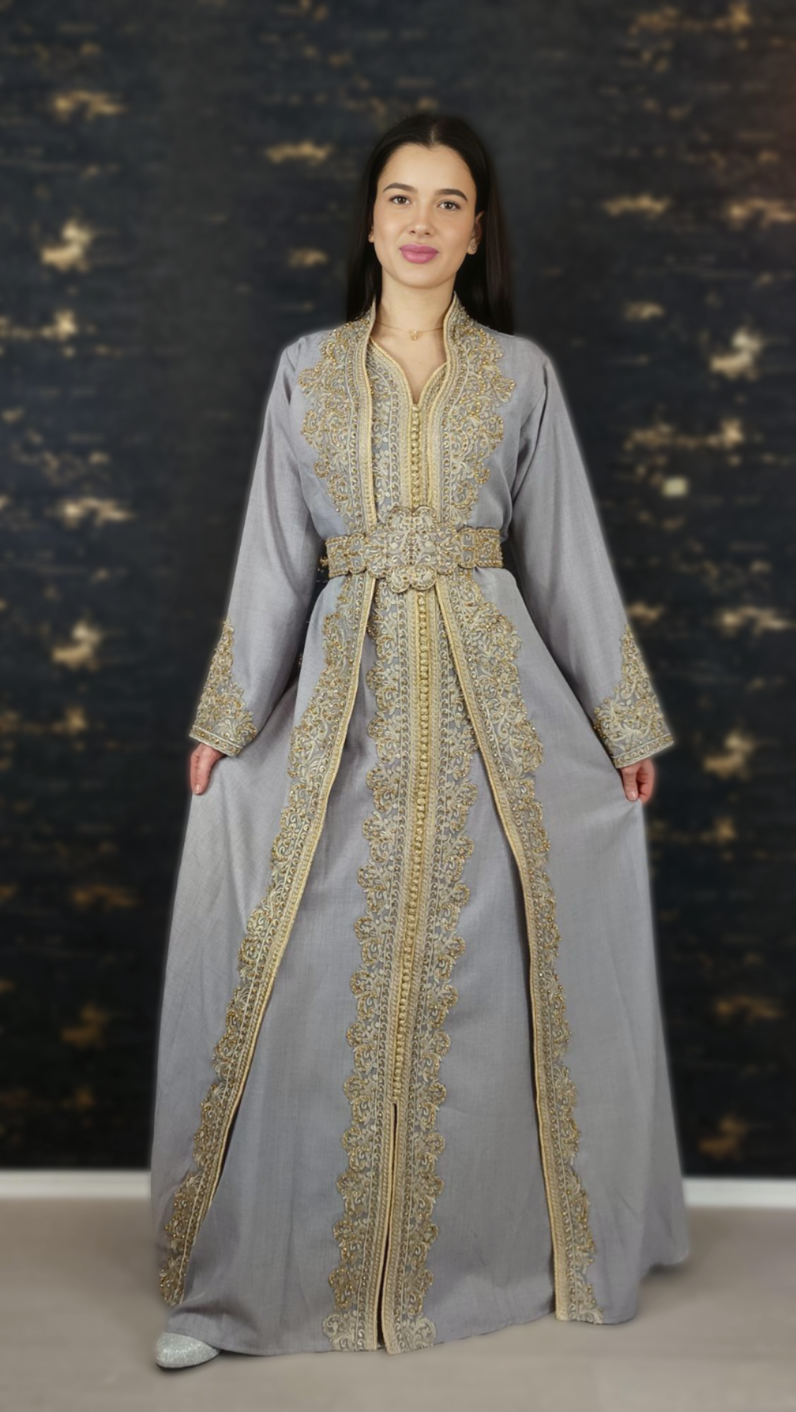 grau Kaftan | Frauen Kaftan | Abaya | Arabisches Kleid | marokkanische Takeshita