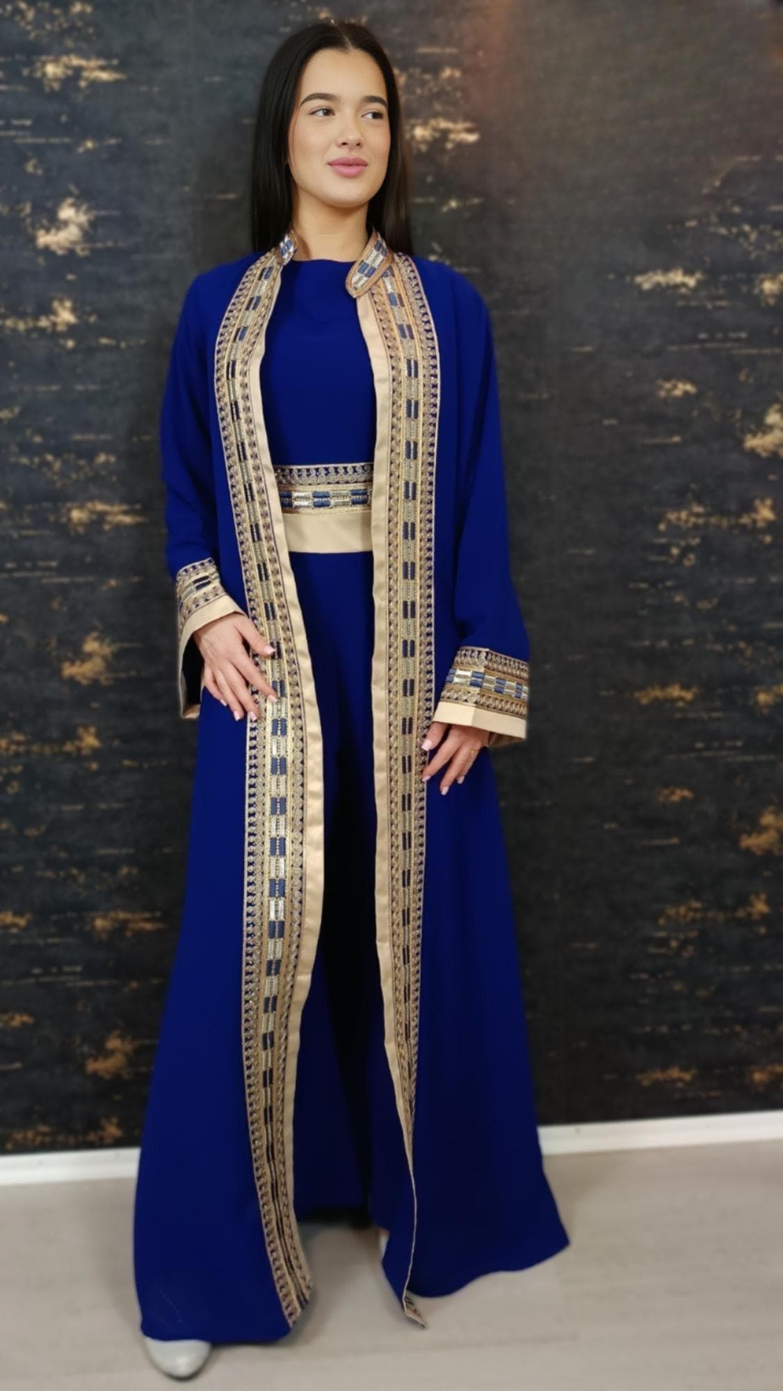Königsblau Luxus Overall Damen | Dubai Kaftan | (O-S-B) | Kaftan Frauen | Takshita | Jumpsuit | Marokkanisches Outfit | Abaya | Kaftan Style