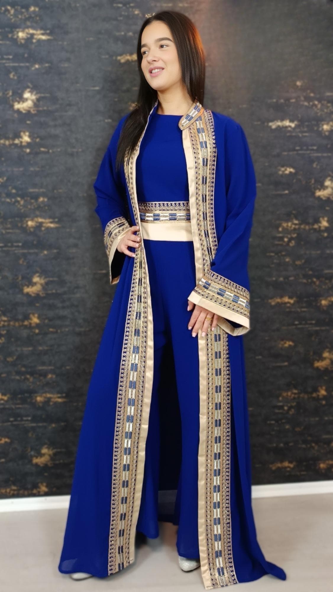 Königsblau Luxus Overall Damen | Dubai Kaftan | (O-S-B) | Kaftan Frauen | Takshita | Jumpsuit | Marokkanisches Outfit | Abaya | Kaftan Style