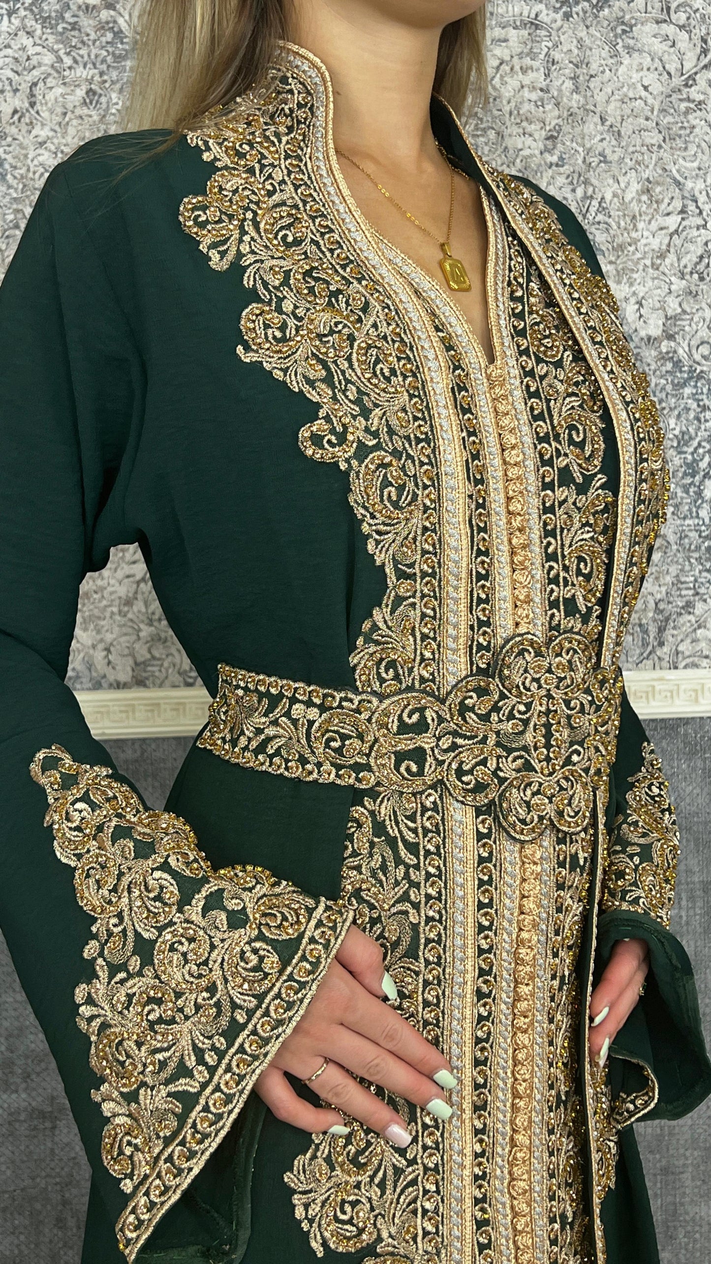 Kaftan Frauen | Kaftan Dunkelgrün | Takeshita | marokkanische kaftan | Henna Kleid