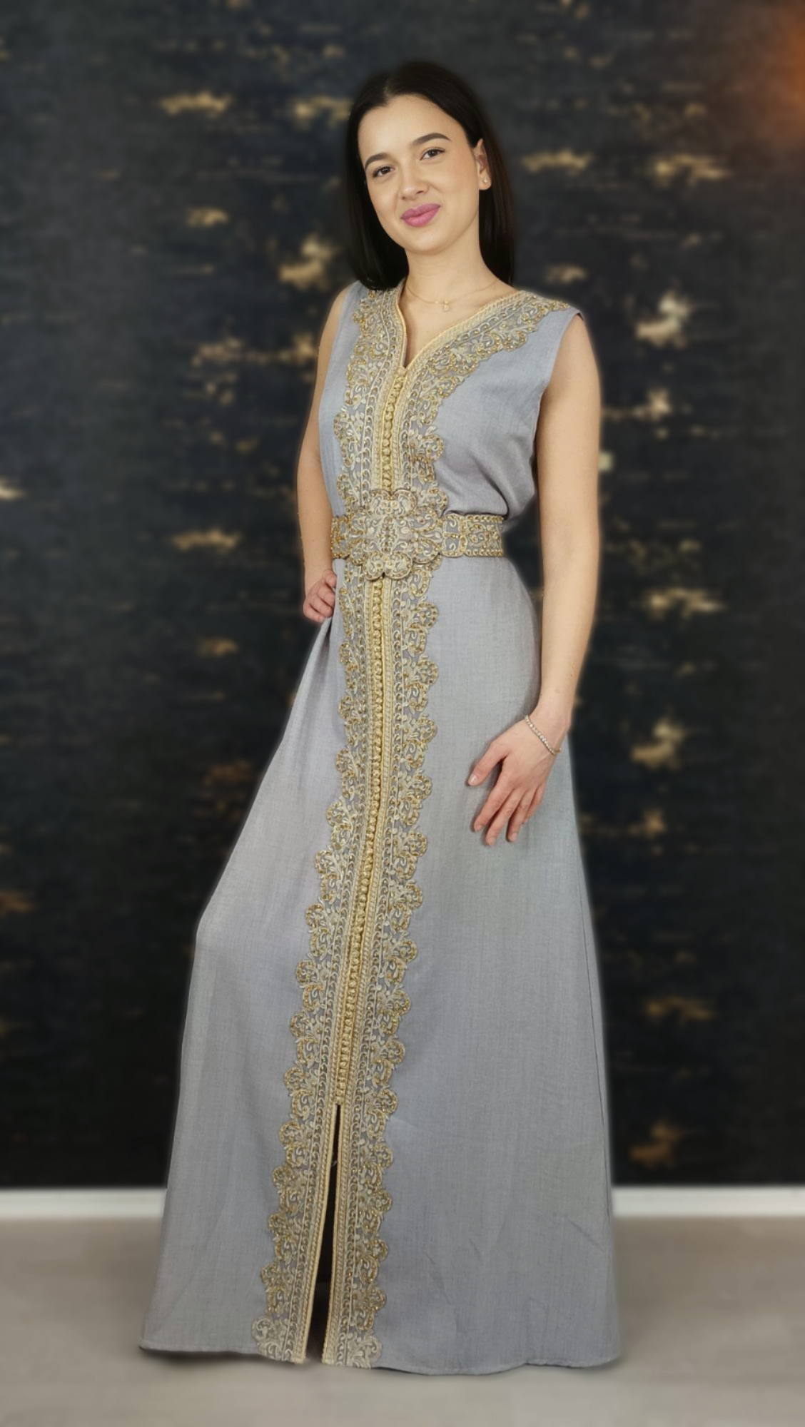 grau Kaftan | Frauen Kaftan | Abaya | Arabisches Kleid | marokkanische Takeshita