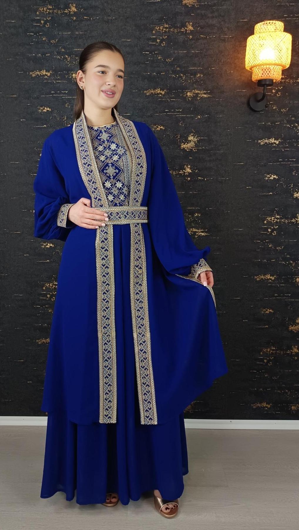 Overall Sindibad mit Abaya, royalblau, Hochzeit, Hosenanzug, Jumpsuit, Dubai Kaftan, Hennakleid, Kaftan Dress, Kaftan Frauen, Abendkleid
