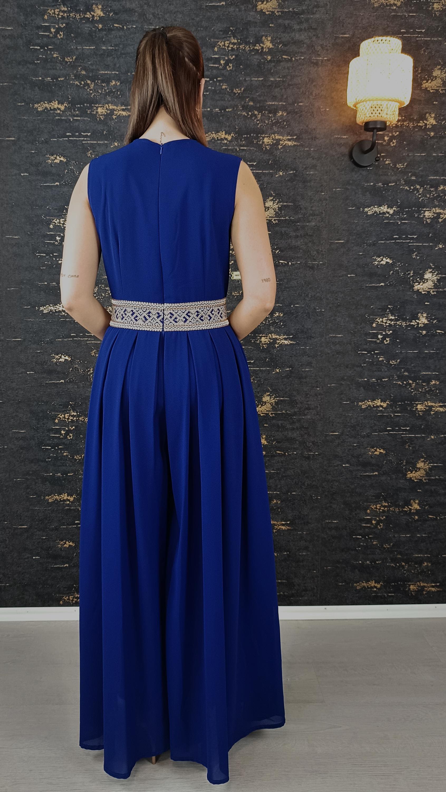 Overall Sindibad mit Abaya, royalblau, Hochzeit, Hosenanzug, Jumpsuit, Dubai Kaftan, Hennakleid, Kaftan Dress, Kaftan Frauen, Abendkleid