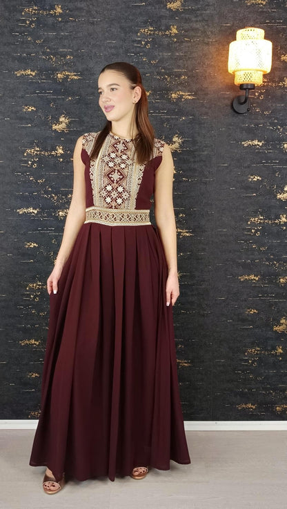 Overall Sindibad mit Abaya, weinrot, Hochzeit, Hosenanzug, Jumpsuit, Dubai Kaftan, Hennakleid, Kaftan Dress, Kaftan Frauen, Abendkleid