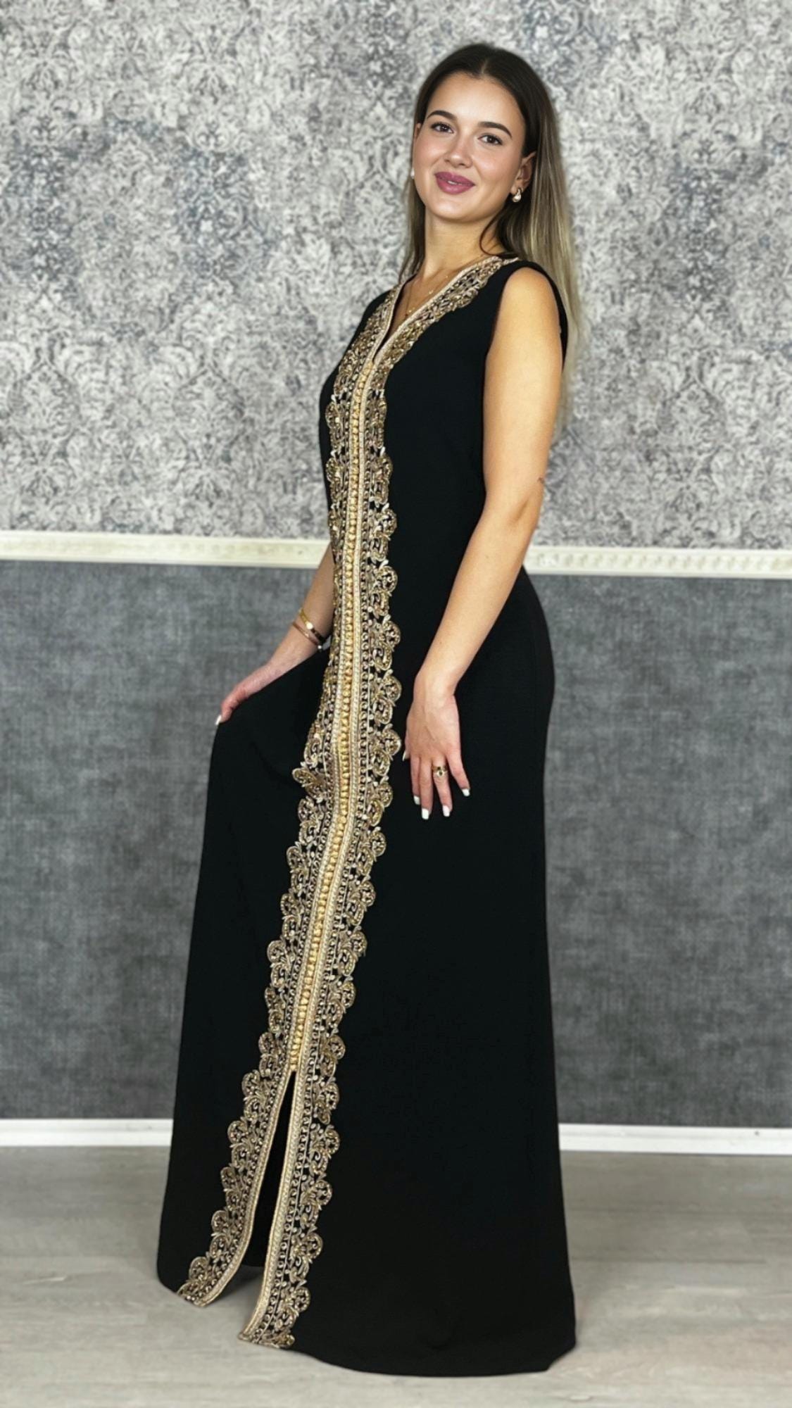 Kaftan leinen | Frauen Kaftan |(L)| abaya | Arabisches Kleid | marokkanische kaftan | kaftan schwarz | Takeshita | Henna Kleid | Karakou __etsy:6229893742