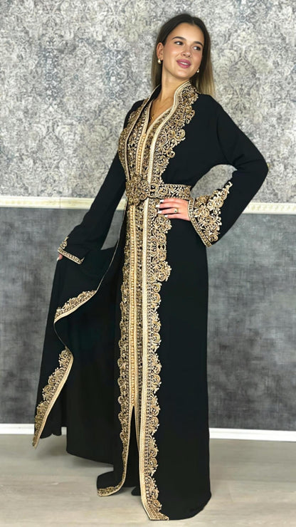 Kaftan leinen | Frauen Kaftan |(L)| abaya | Arabisches Kleid | marokkanische kaftan | kaftan schwarz | Takeshita | Henna Kleid | Karakou __etsy:6229895588