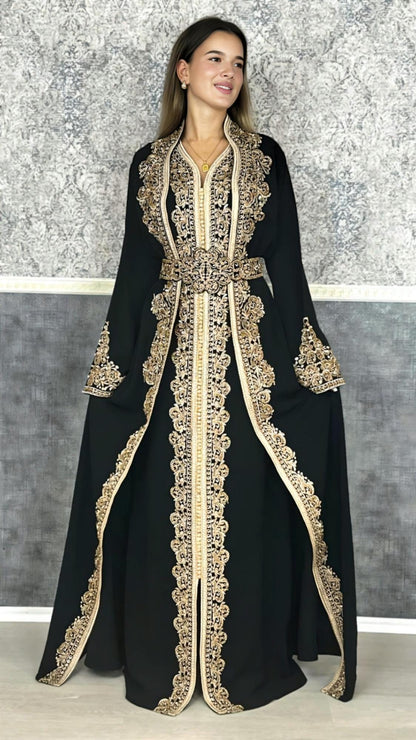 Kaftan leinen | Frauen Kaftan |(L)| abaya | Arabisches Kleid | marokkanische kaftan | kaftan schwarz | Takeshita | Henna Kleid | Karakou __etsy:6277954019