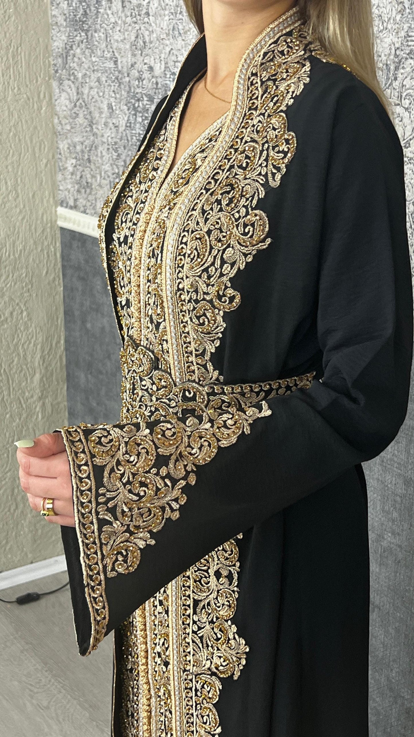 Kaftan leinen | Frauen Kaftan |(L)| abaya | Arabisches Kleid | marokkanische kaftan | kaftan schwarz | Takeshita | Henna Kleid | Karakou __etsy:6277954083