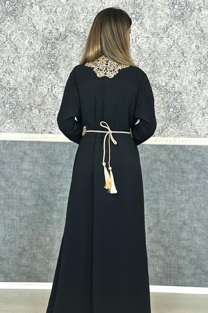 Kaftan leinen | Frauen Kaftan |(L)| abaya | Arabisches Kleid | marokkanische kaftan | kaftan schwarz | Takeshita | Henna Kleid | Karakou __etsy:6277954229