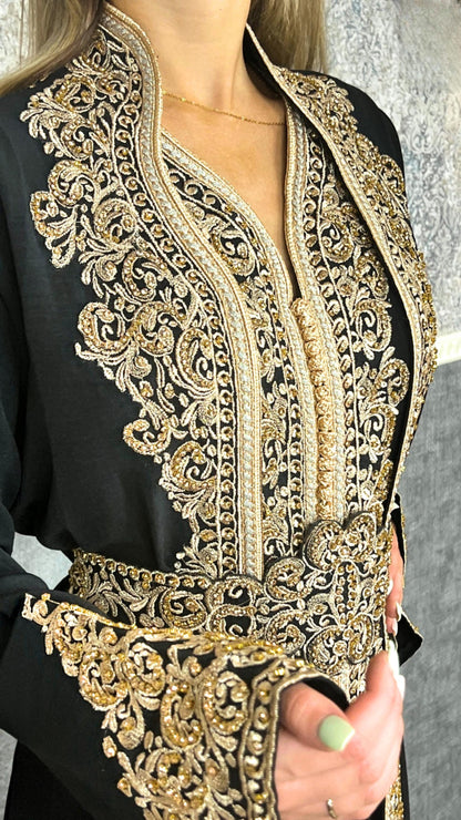 Kaftan leinen | Frauen Kaftan |(L)| abaya | Arabisches Kleid | marokkanische kaftan | kaftan schwarz | Takeshita | Henna Kleid | Karakou __etsy:6277954359