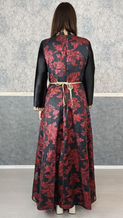 Kaftan rote Blume, Kaftan Frauen, Abaya, Abendkleid, Hochzeit, Abschlußkleid, Dubai Kaftan, Takschita, Hennakleid, Festkleid, arab. Kaftan __etsy:6433645457