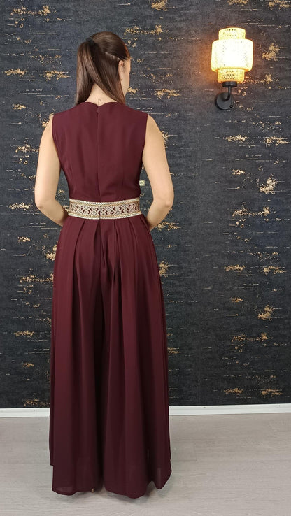 Overall Sindibad mit Abaya, weinrot, Hochzeit, Hosenanzug, Jumpsuit, Dubai Kaftan, Hennakleid, Kaftan Dress, Kaftan Frauen, Abendkleid __etsy:6600220398