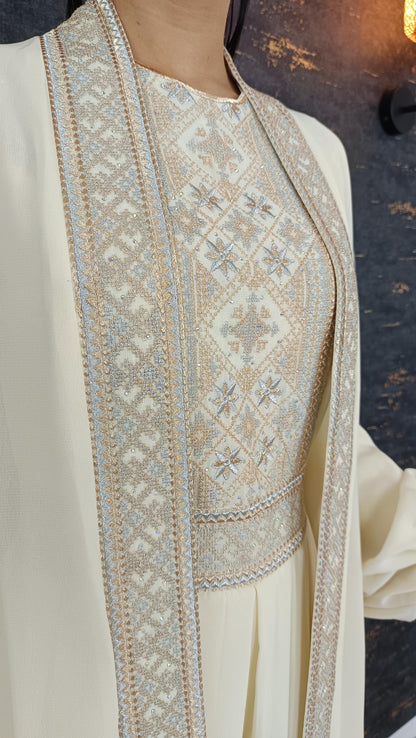 Overall Sindibad mit Abaya, creme/beige, Hochzeit, Hosenanzug, Jumpsuit, Dubai Kaftan, Hennakleid, Kaftan Dress, Kaftan Frauen, Abendkleid (etsy image id: 6601088416)