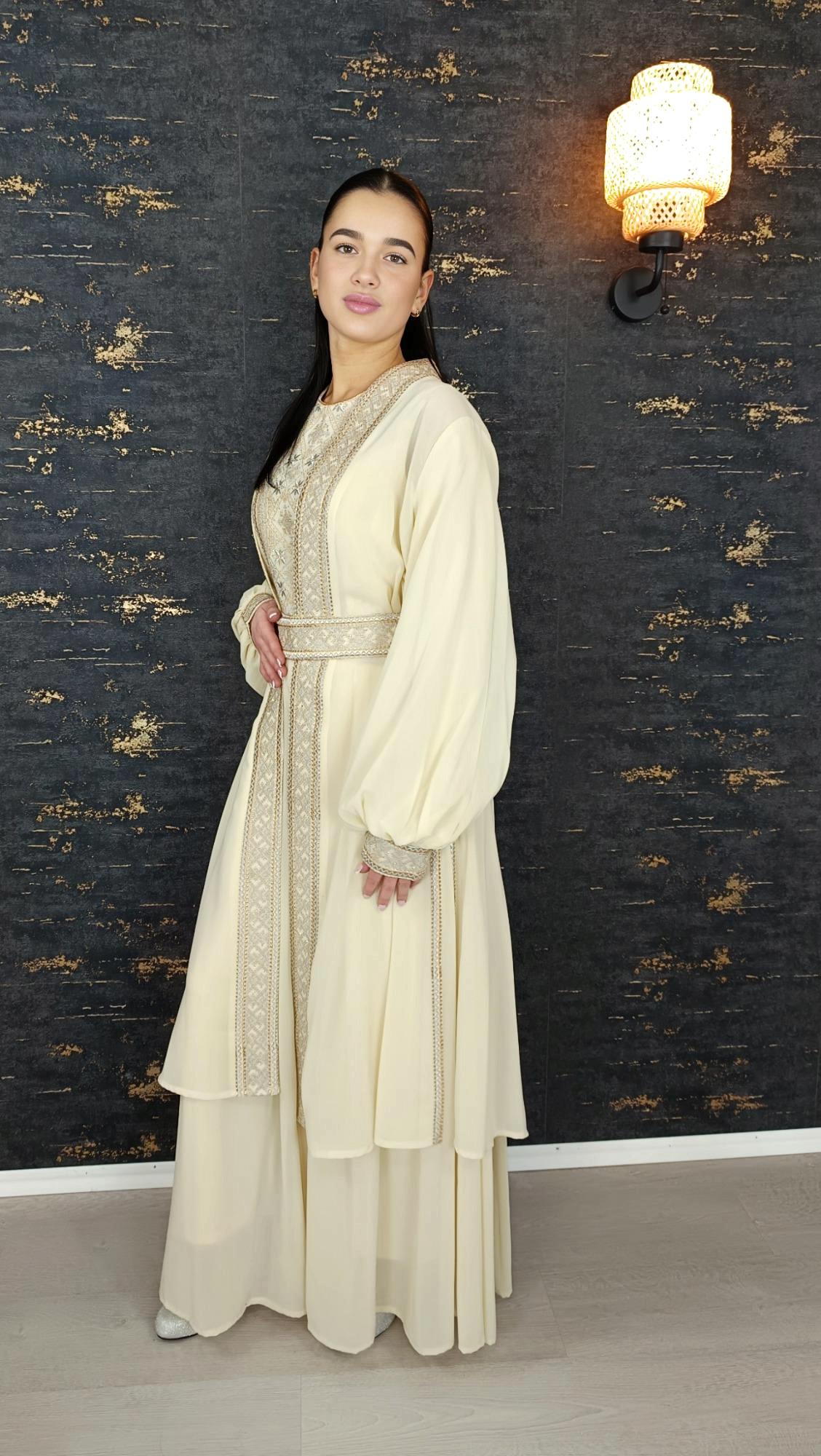 Overall Sindibad mit Abaya, creme/beige, Hochzeit, Hosenanzug, Jumpsuit, Dubai Kaftan, Hennakleid, Kaftan Dress, Kaftan Frauen, Abendkleid (etsy image id: 6601088698)