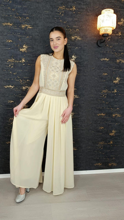 Overall Sindibad mit Abaya, creme/beige, Hochzeit, Hosenanzug, Jumpsuit, Dubai Kaftan, Hennakleid, Kaftan Dress, Kaftan Frauen, Abendkleid (etsy image id: 6601088718)