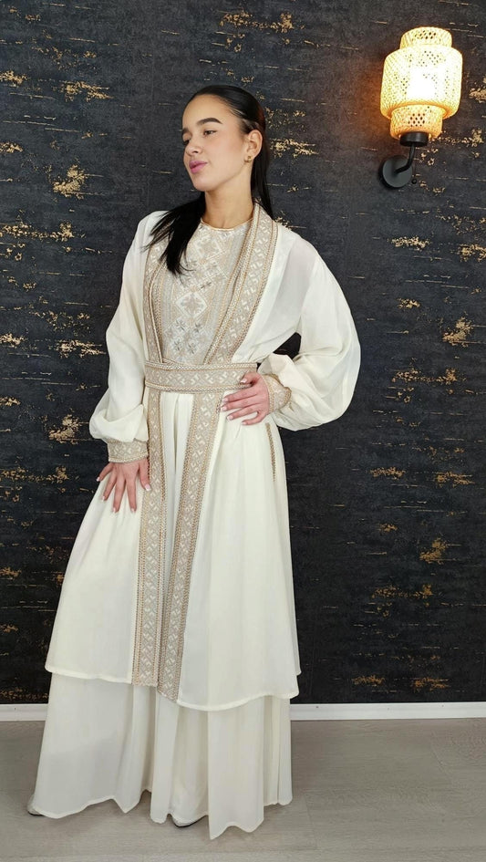 Overall Sindibad Abaya, weiß, Hochzeit, Hosenanzug, Jumpsuit, Dubai Kaftan, Hennakleid, Kaftan Dress, Kaftan Frauen, Abendkleid, Verlobung (etsy image id: 6601300452)