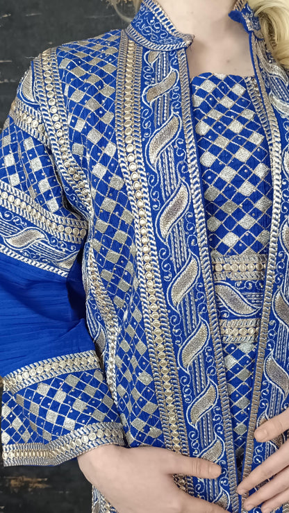bestickter Kaftan, Hanien blau, Kaftan Frauen, Abendkleid, Hochzeit, marokkanischer Kaftan, arabischer Kaftan, Takshita, Hennakleid, Abaya __etsy:6627937010