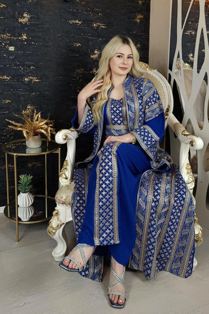 bestickter Kaftan, Hanien blau, Kaftan Frauen, Abendkleid, Hochzeit, marokkanischer Kaftan, arabischer Kaftan, Takshita, Hennakleid, Abaya __etsy:6627944610