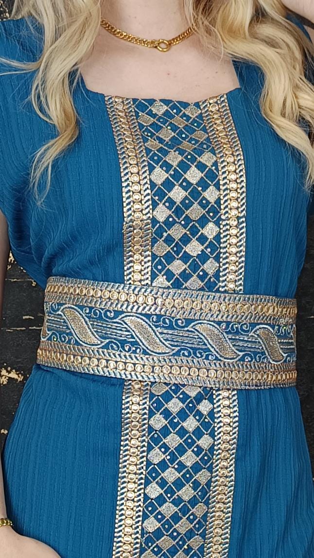 bestickter Kaftan, Hanien Türkis, Kaftan Frauen, Abendkleid, Hochzeit, marokkanischer Kaftan, arabischer Kaftan, Takshita, Hennakleid, Abaya __etsy:6635441874
