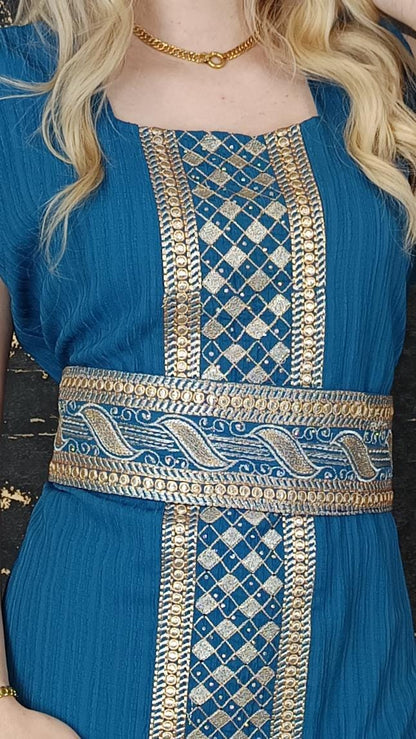 bestickter Kaftan, Hanien Türkis, Kaftan Frauen, Abendkleid, Hochzeit, marokkanischer Kaftan, arabischer Kaftan, Takshita, Hennakleid, Abaya __etsy:6635441874