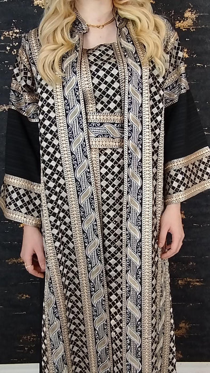 bestickter Kaftan, Hanien schwarz, Kaftan Frauen, Abendkleid, Hochzeit, marokkanischer Kaftan, arabischer Kaftan, Takshita, Hennakleid,Abaya (etsy image id: 6635578364)