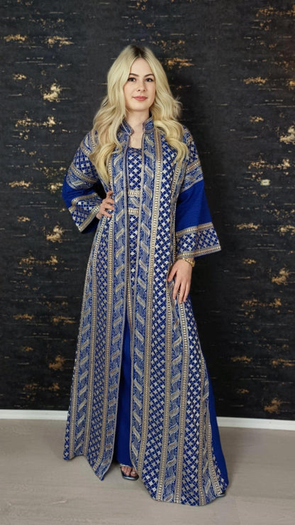 bestickter Kaftan, Hanien blau, Kaftan Frauen, Abendkleid, Hochzeit, marokkanischer Kaftan, arabischer Kaftan, Takshita, Hennakleid, Abaya __etsy:6676013311