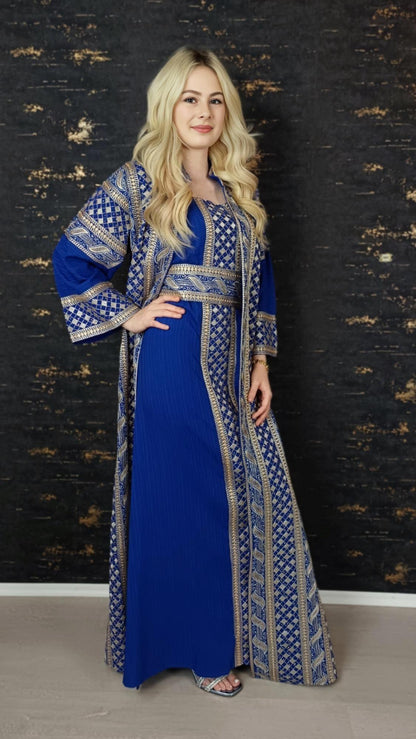 bestickter Kaftan, Hanien blau, Kaftan Frauen, Abendkleid, Hochzeit, marokkanischer Kaftan, arabischer Kaftan, Takshita, Hennakleid, Abaya __etsy:6676013981