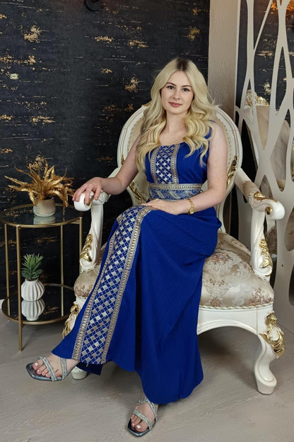 bestickter Kaftan, Hanien blau, Kaftan Frauen, Abendkleid, Hochzeit, marokkanischer Kaftan, arabischer Kaftan, Takshita, Hennakleid, Abaya __etsy:6676014421