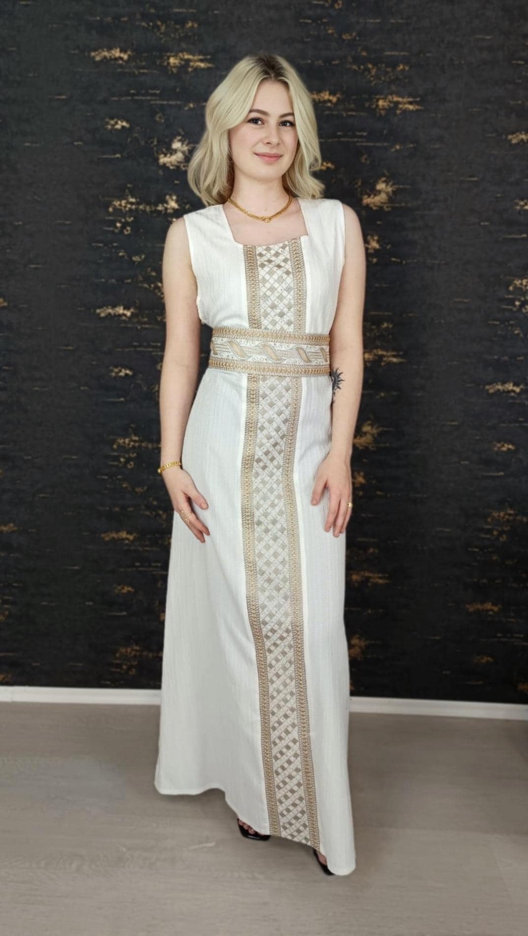 Bestickter Kaftan, Hanien Weiß, Kaftan Frauen, Abendkleid, Hochzeit, marokkanischer Kaftan, arabischer Kaftan, Takshita, Henna Kleid, Abaya (etsy image id: 6677671625)