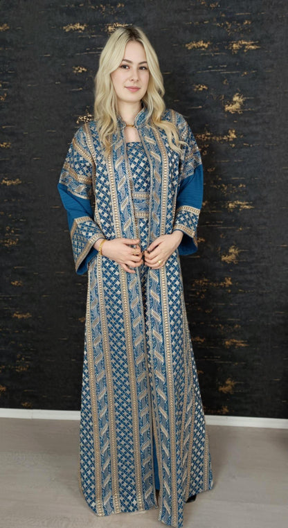 bestickter Kaftan, Hanien Türkis, Kaftan Frauen, Abendkleid, Hochzeit, marokkanischer Kaftan, arabischer Kaftan, Takshita, Hennakleid, Abaya __etsy:6683504545