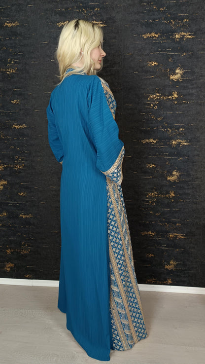 bestickter Kaftan, Hanien Türkis, Kaftan Frauen, Abendkleid, Hochzeit, marokkanischer Kaftan, arabischer Kaftan, Takshita, Hennakleid, Abaya __etsy:6683504795