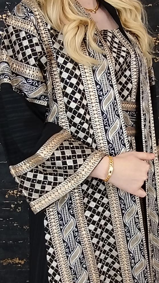 bestickter Kaftan, Hanien schwarz, Kaftan Frauen, Abendkleid, Hochzeit, marokkanischer Kaftan, arabischer Kaftan, Takshita, Hennakleid,Abaya (etsy image id: 6683640021)