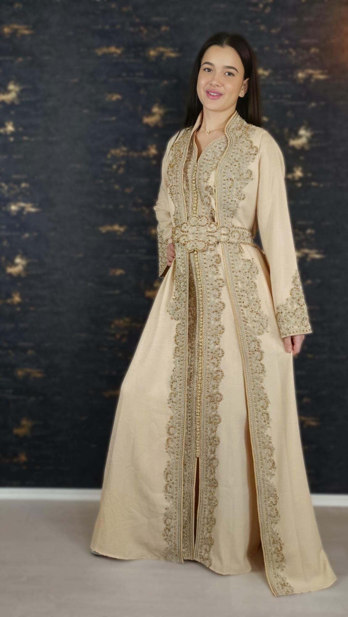 Apricot Kaftan | Frauen Kaftan |(L)| abaya | Arabisches Kleid | marokkanische kaftan | Dubai Kaftan | Takeshita | Henna Kleid | Karakou __etsy:6700076100