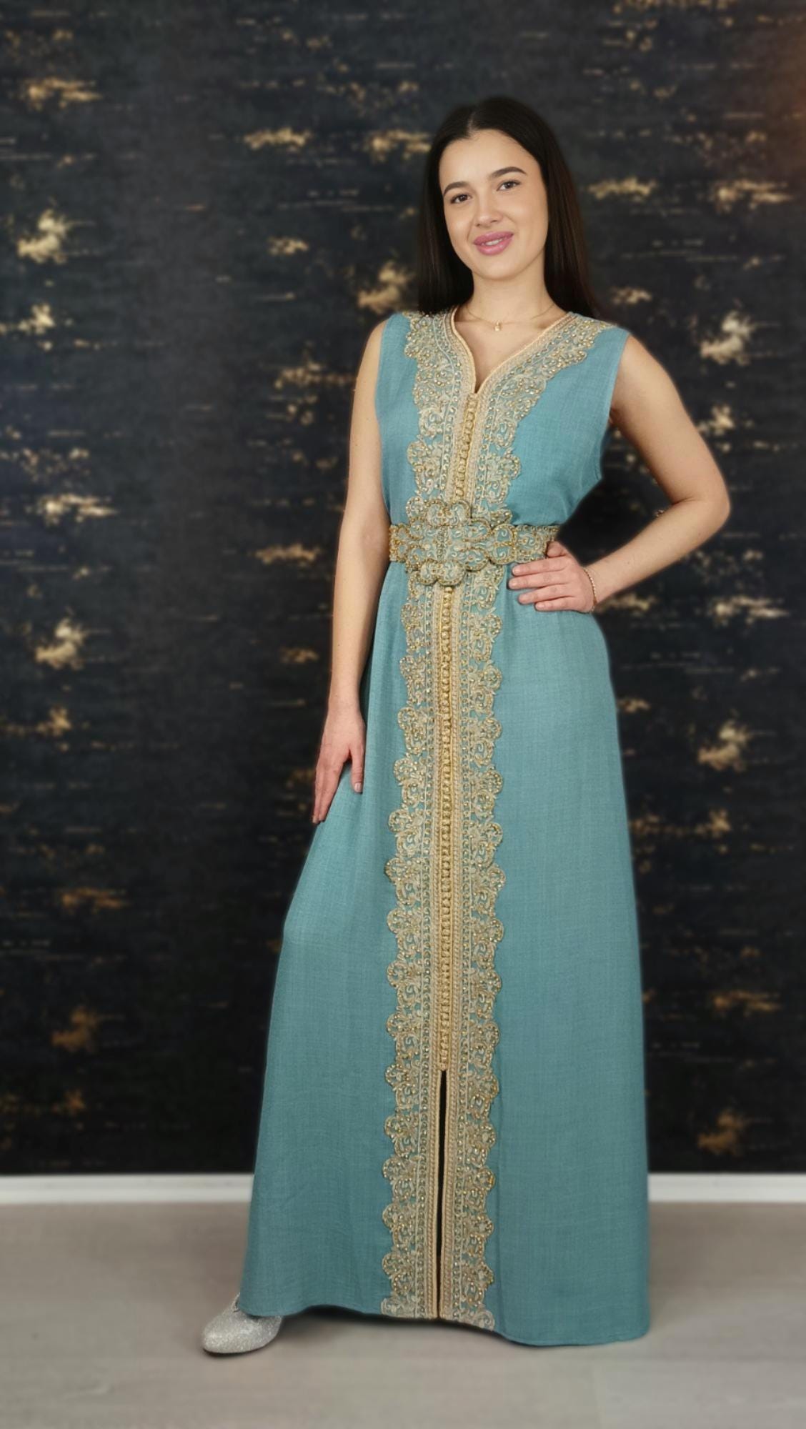 Mintgrün Kaftan | Frauen Kaftan |(L)| abaya | Arabisches Kleid | marokkanische kaftan | Dubai Kaftan | Takeshita | Henna Kleid | Karakou (etsy image id: 6700164820)