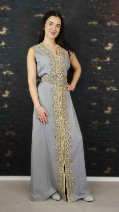 Silbergrau Kaftan | Frauen Kaftan |(L)| abaya | Arabisches Kleid | marokkanische kaftan | Dubai Kaftan | Takeshita | Henna Kleid | Karakou (etsy image id: 6700252368)