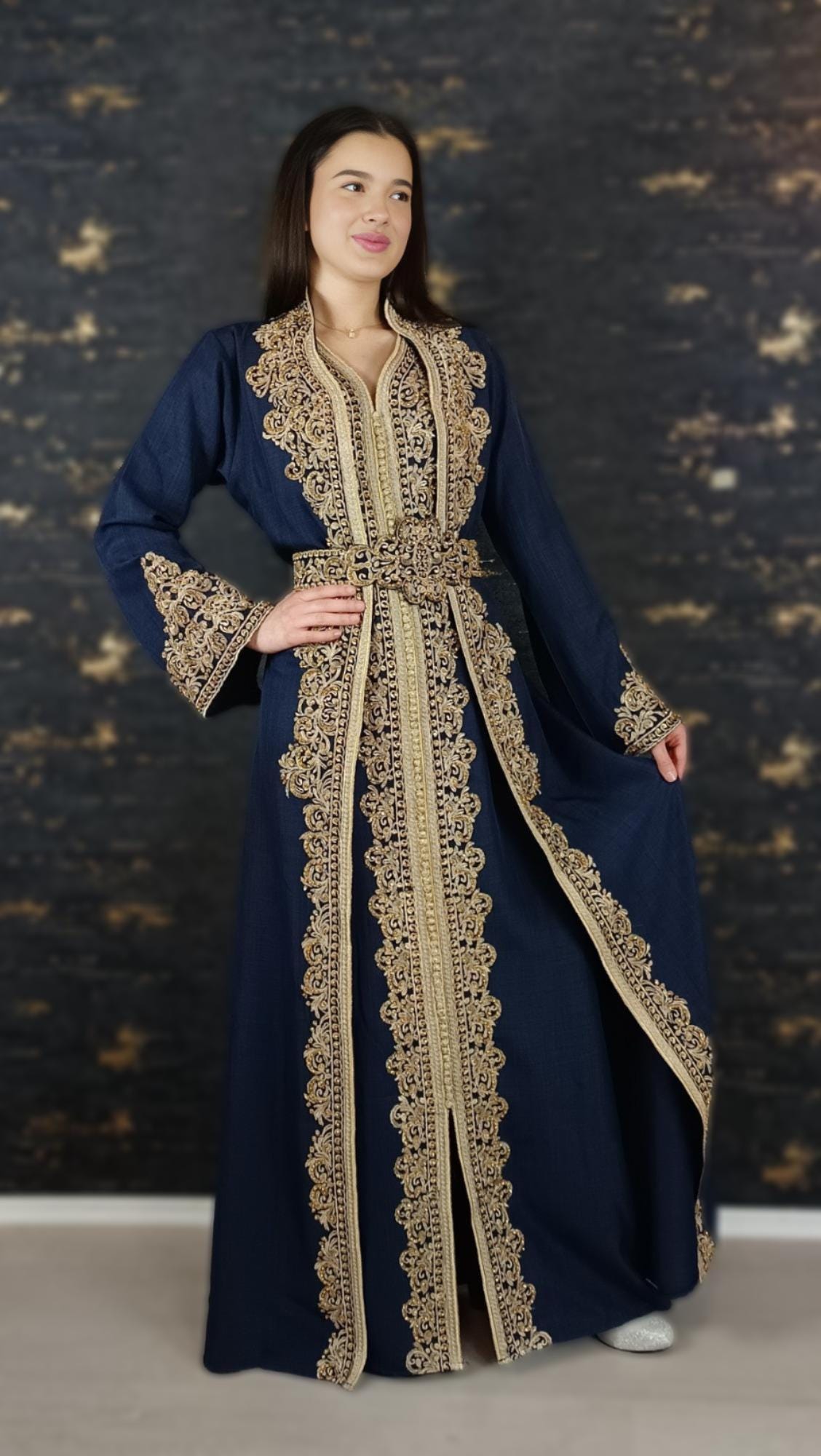 Dunkelblau Kaftan | Frauen Kaftan |(L) | traditionelles Kleid | marokkanische kaftan | Henna Kleid | Takeshita | Kaftan für Hochzeit __etsy:6747999271
