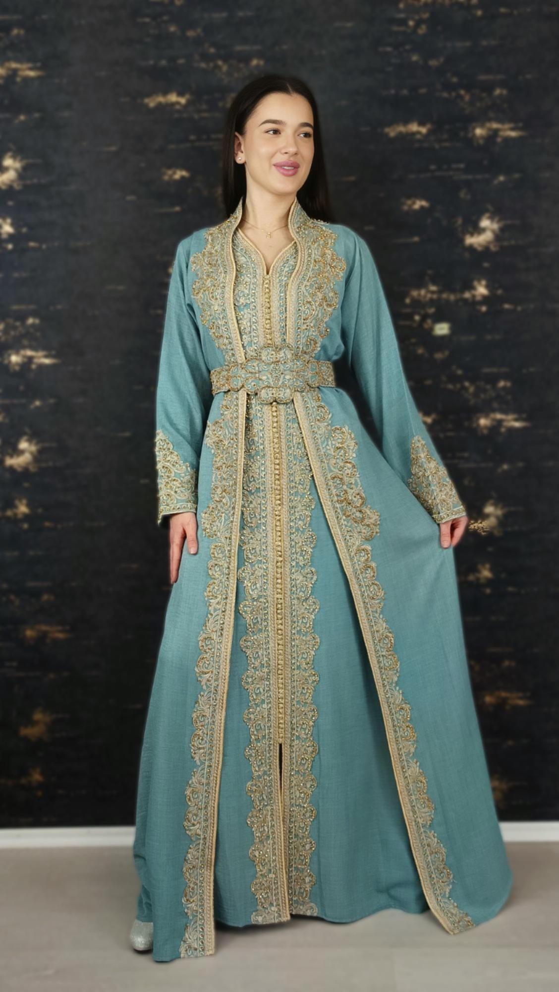 Mintgrün Kaftan | Frauen Kaftan |(L)| abaya | Arabisches Kleid | marokkanische kaftan | Dubai Kaftan | Takeshita | Henna Kleid | Karakou (etsy image id: 6748196169)