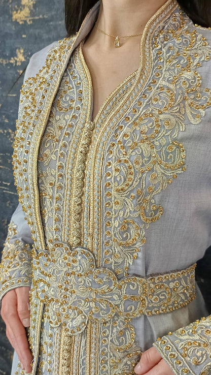 Silbergrau Kaftan | Frauen Kaftan |(L)| abaya | Arabisches Kleid | marokkanische kaftan | Dubai Kaftan | Takeshita | Henna Kleid | Karakou (etsy image id: 6748282951)